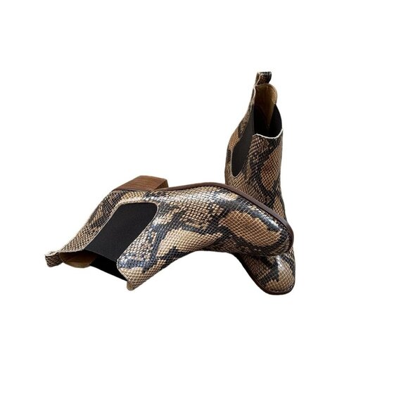 Steve Madden Snake-Print Leather Chelsea Boots Size 8 Elastic Side Panels - Picture 2 of 11